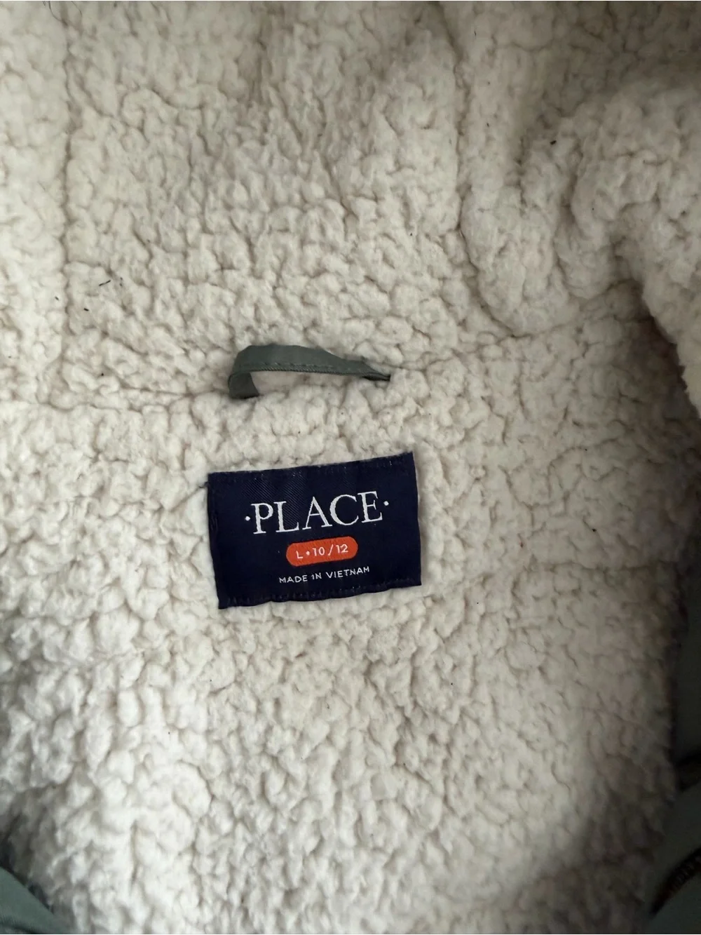 The Children's Place Olive Green Sherpa-Lined Winter Coat with Faux Fur Hood